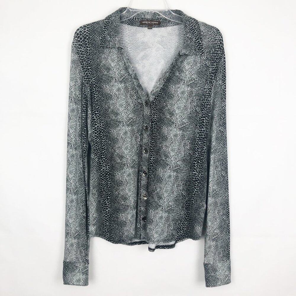 Adrienne Vittadini Button Down Snake Print Top Size L
